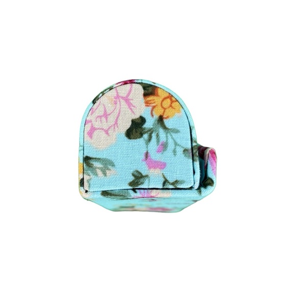 Retro Light Blue Floral Print Lipstick Holder With Mirror - Picture 12 of 17